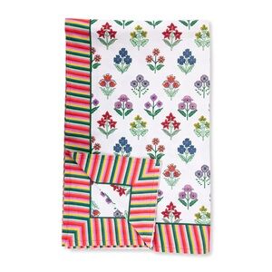Colorful Floral and Striped table cloth from Furbish STUDIO. NWT